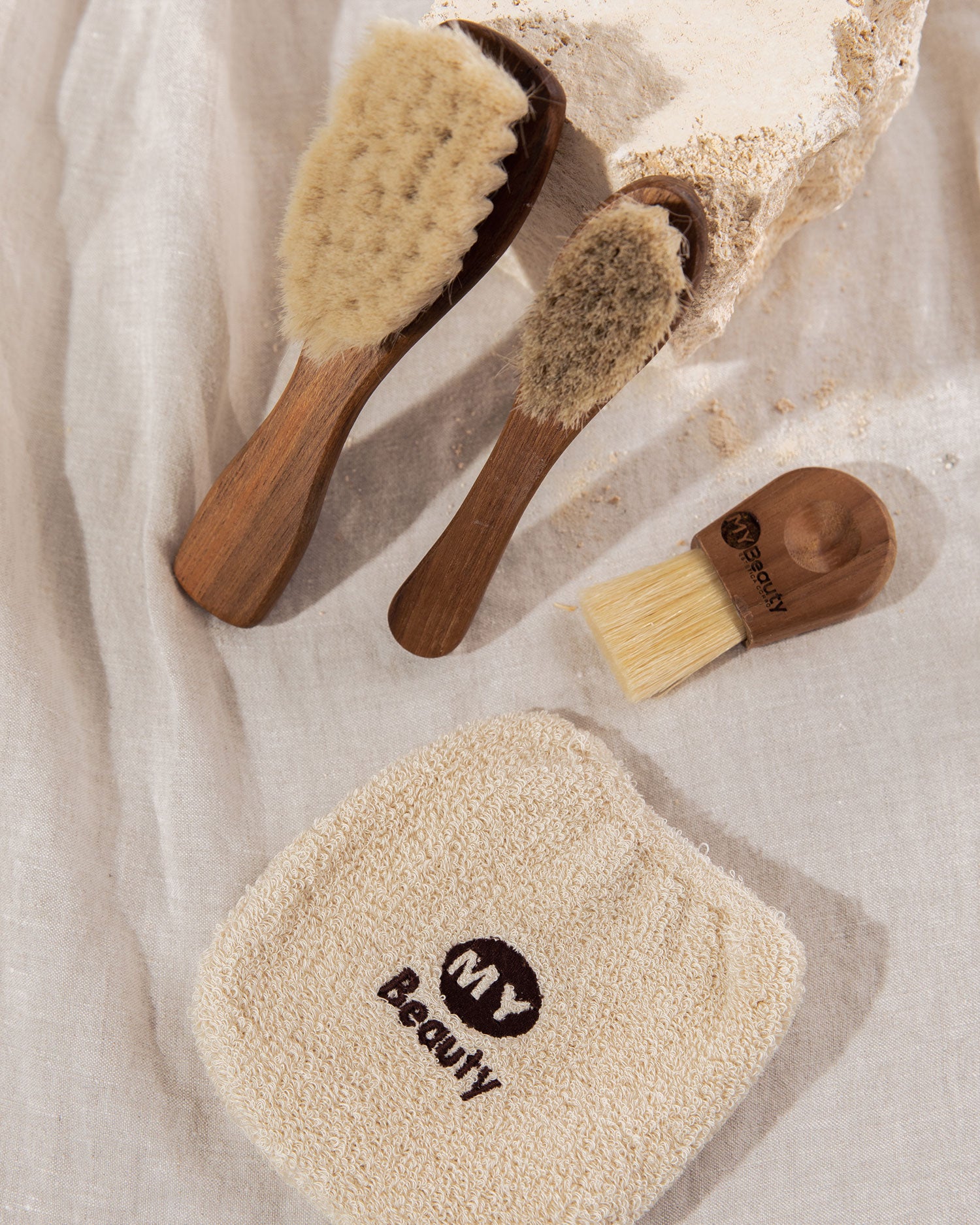 Kit 3 spazzole viso + guanto struccante